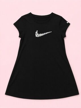 Kids Nike Black Dress with White Floral Swoosh